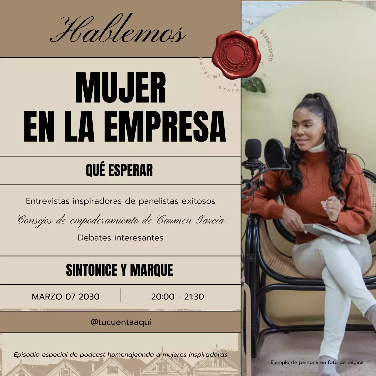 beige vintage talk podcast anuncio post