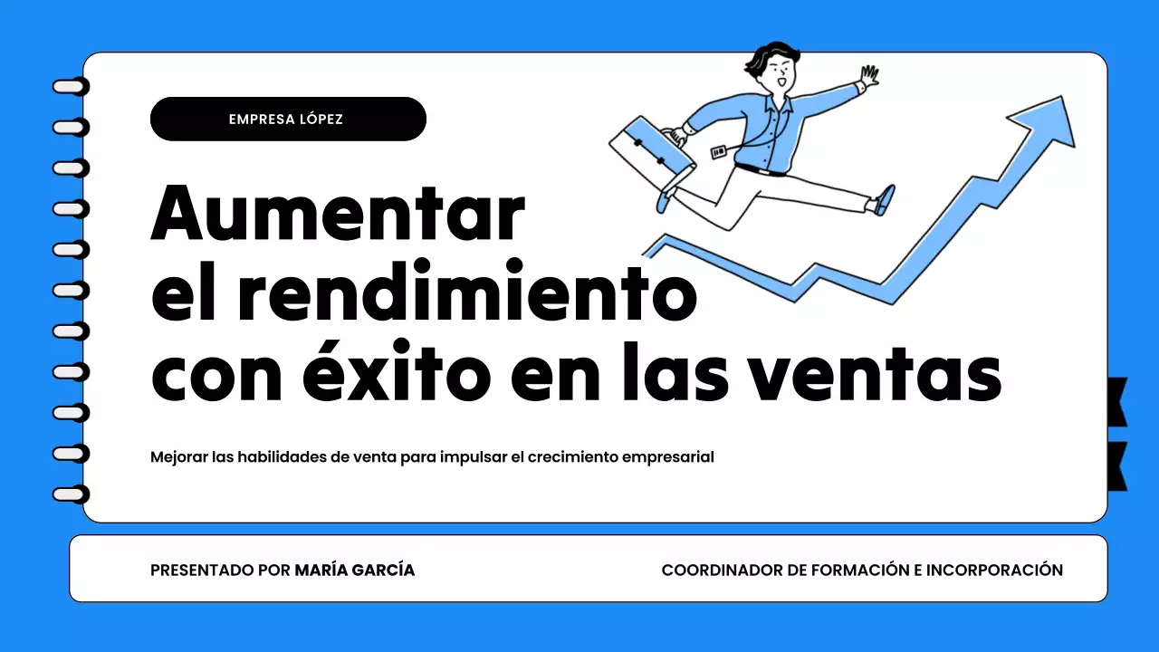 Presentación en blanco y azul de la formación en ventas para empleados