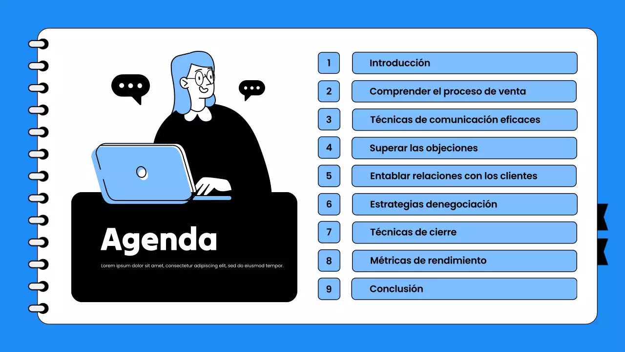 Presentación en blanco y azul de la formación en ventas para empleados