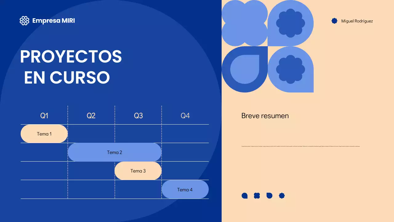 Guías de reuniones modernas geométricas azul y crema