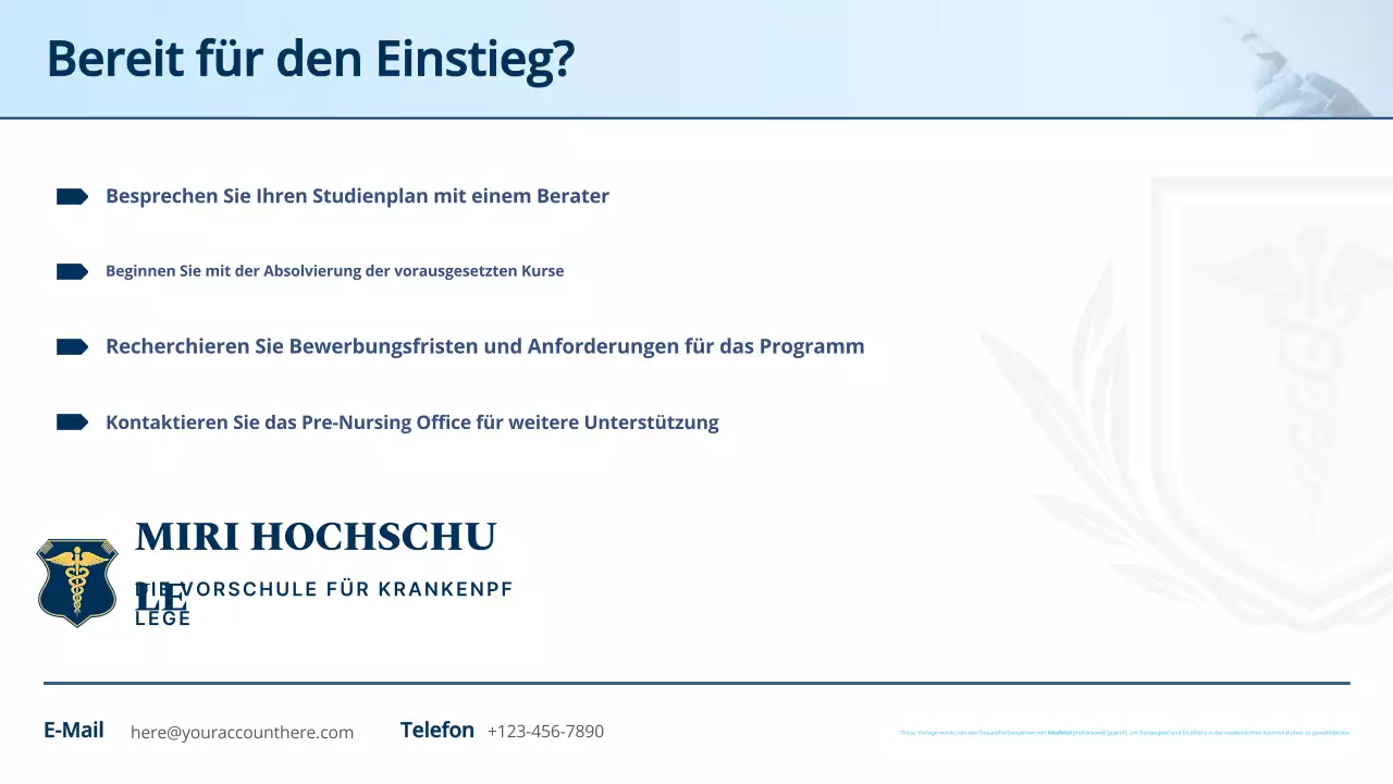 blue professional nursing program einladungsführer