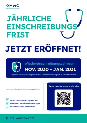 blue minimalist medical Einschreibungsbekanntmachung