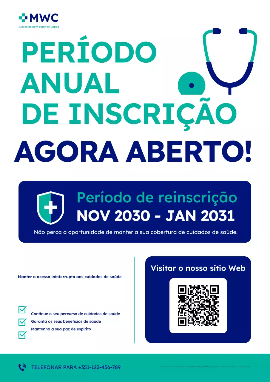 anúncio de inscrição na blue minimalist medical