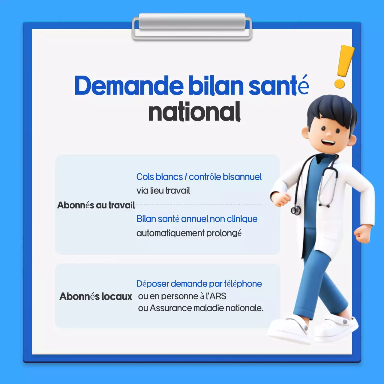 Guide de la campagne nationale de bilans de santé de Blue