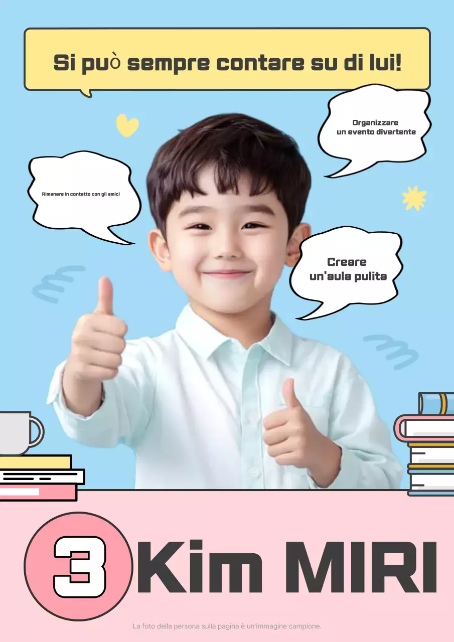 Simpatico poster scolastico in azzurro