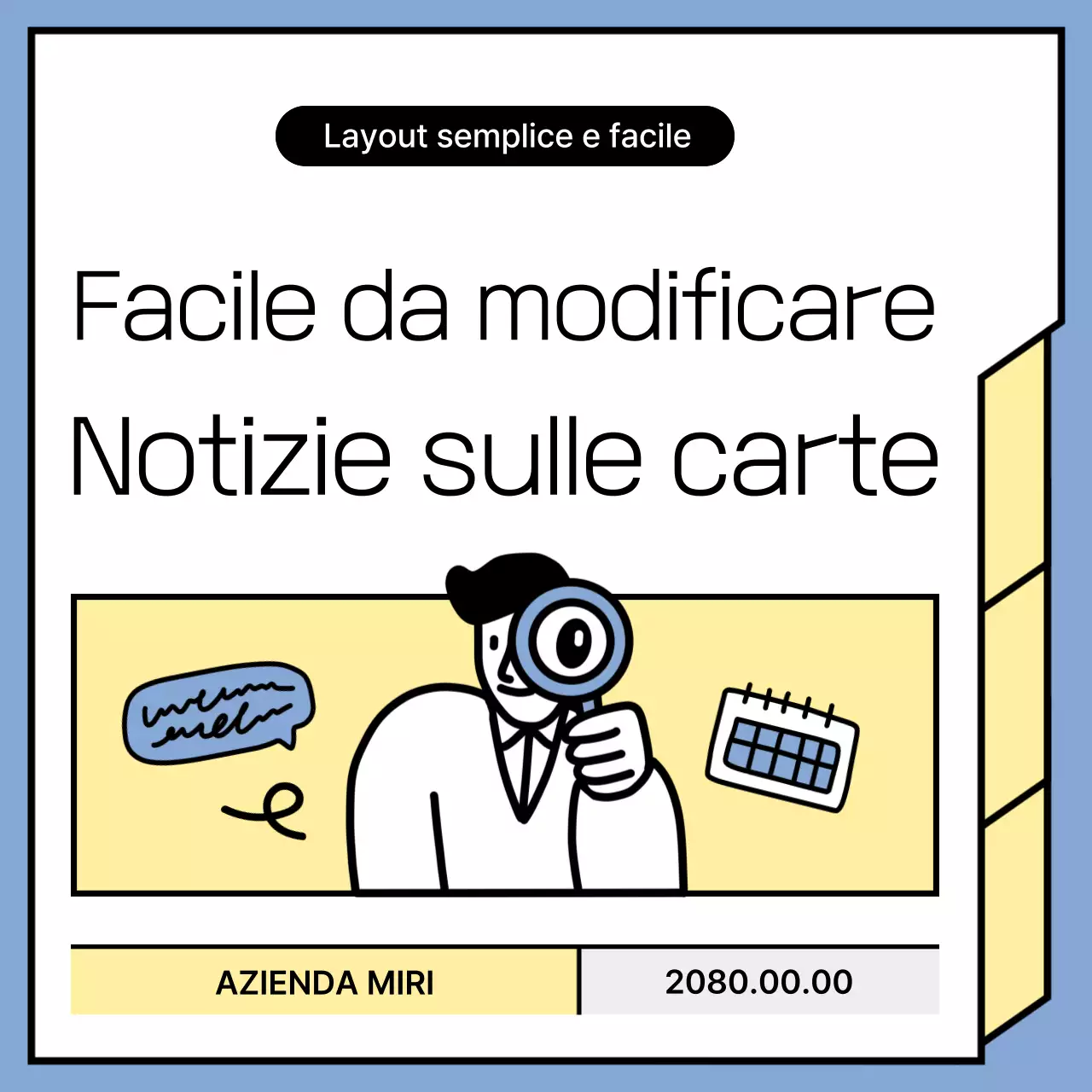 Annunci minimalisti di notizie in azzurro