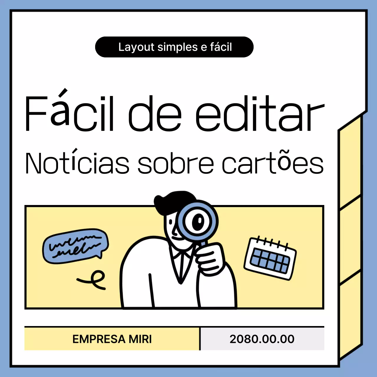 Anúncios de notícias minimalistas em azul claro