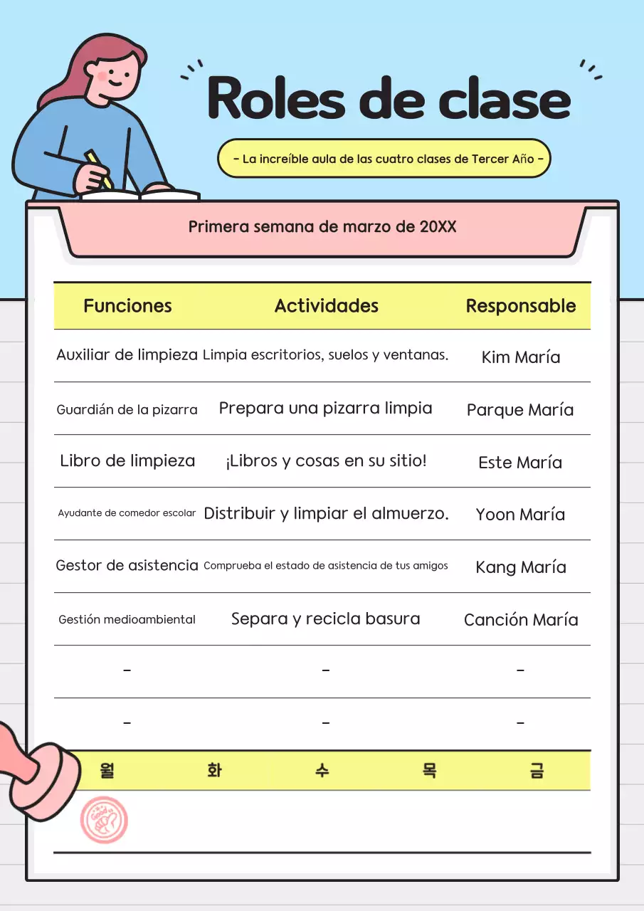 Guía de la vida escolar en azul claro