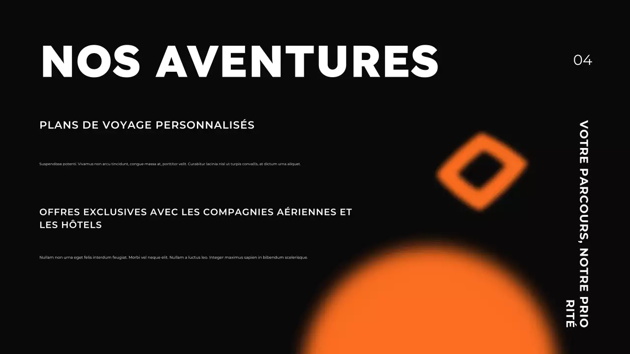 Présentation de la promotion de l'agence de voyage