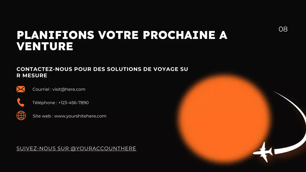 Présentation de la promotion de l'agence de voyage