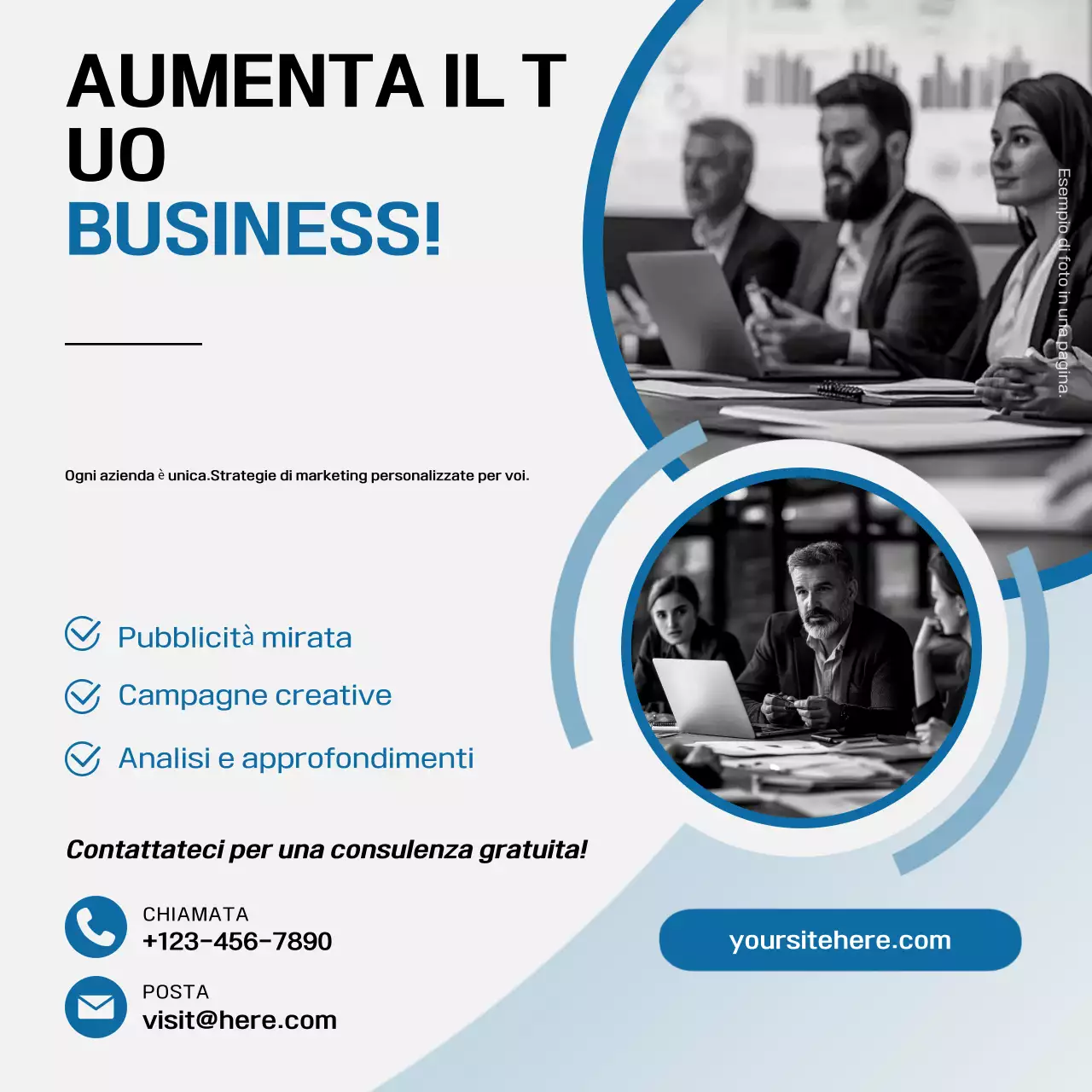 Agenzia di marketing Modern Blue Promozione Post sui social media