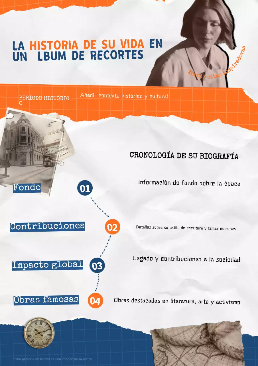 guía biográfica retro naranja