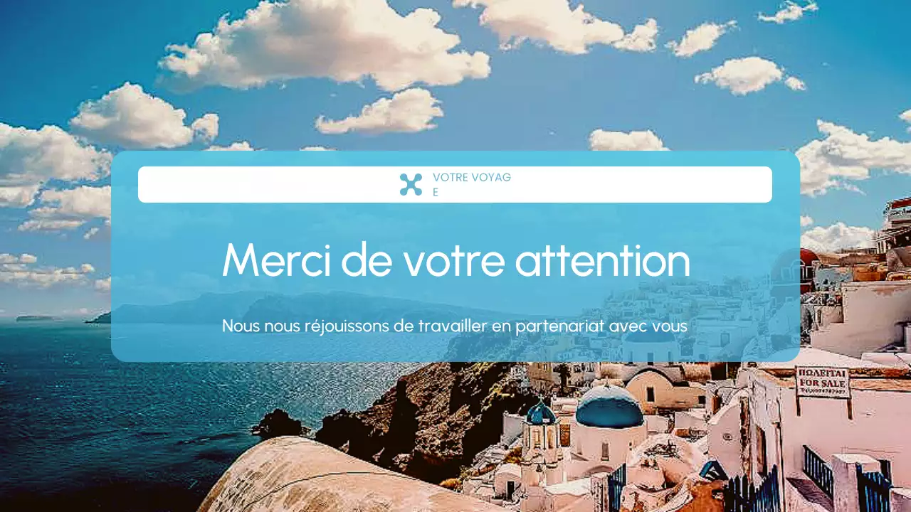 Présentation de la promotion de l'agence de voyage bleue et blanche