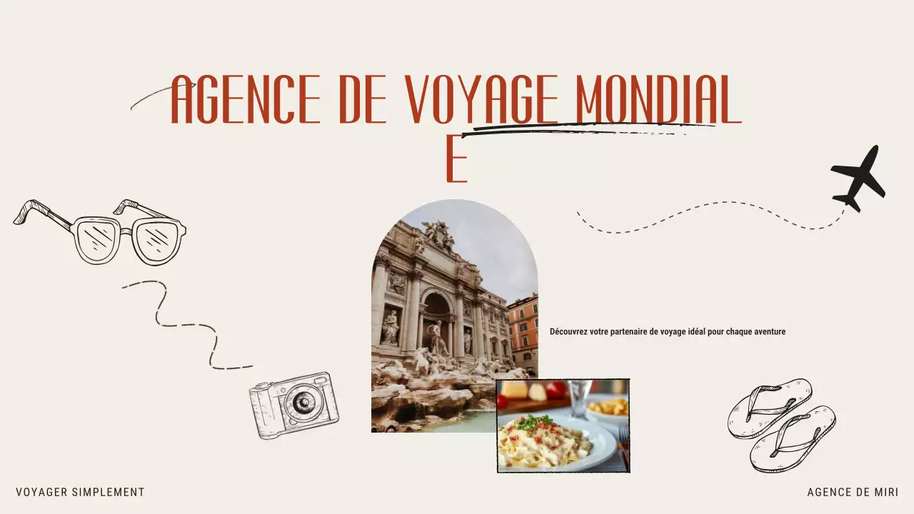 Beige Orange Moderne Illustratif Agence de Voyage Promotion
