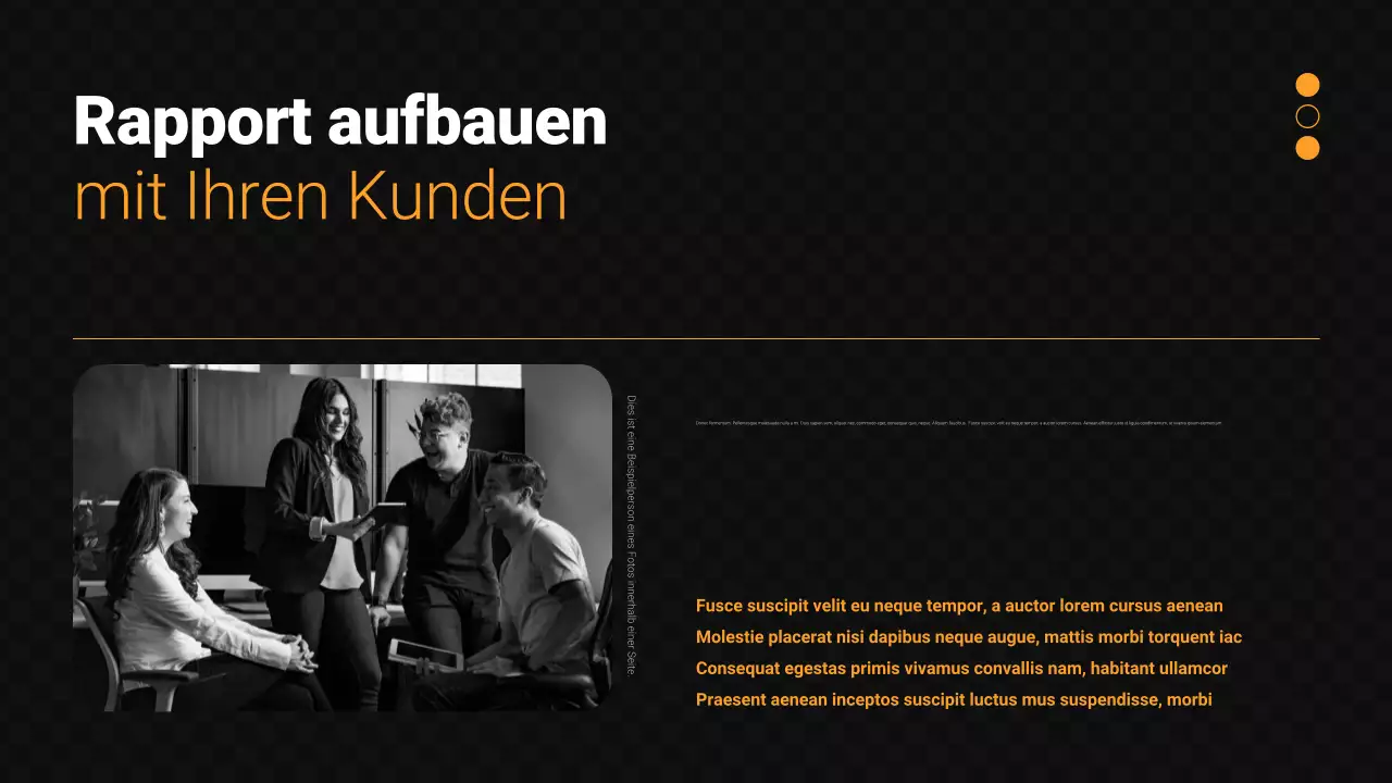 Verkaufspräsentation in Schwarz und Orange