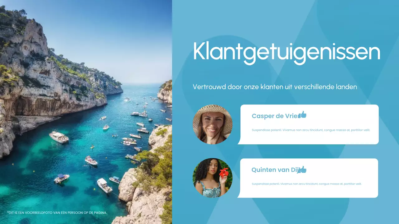 Blauw Wit Reisbureau Promotie Presentatie