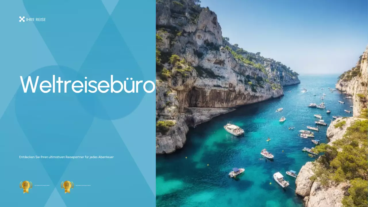 Blau-weiße Reisebüro-Promotion-Präsentation