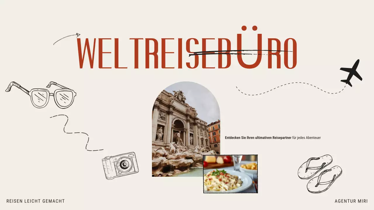 Beige Orange Modern Illustrative Reisebüro Förderung