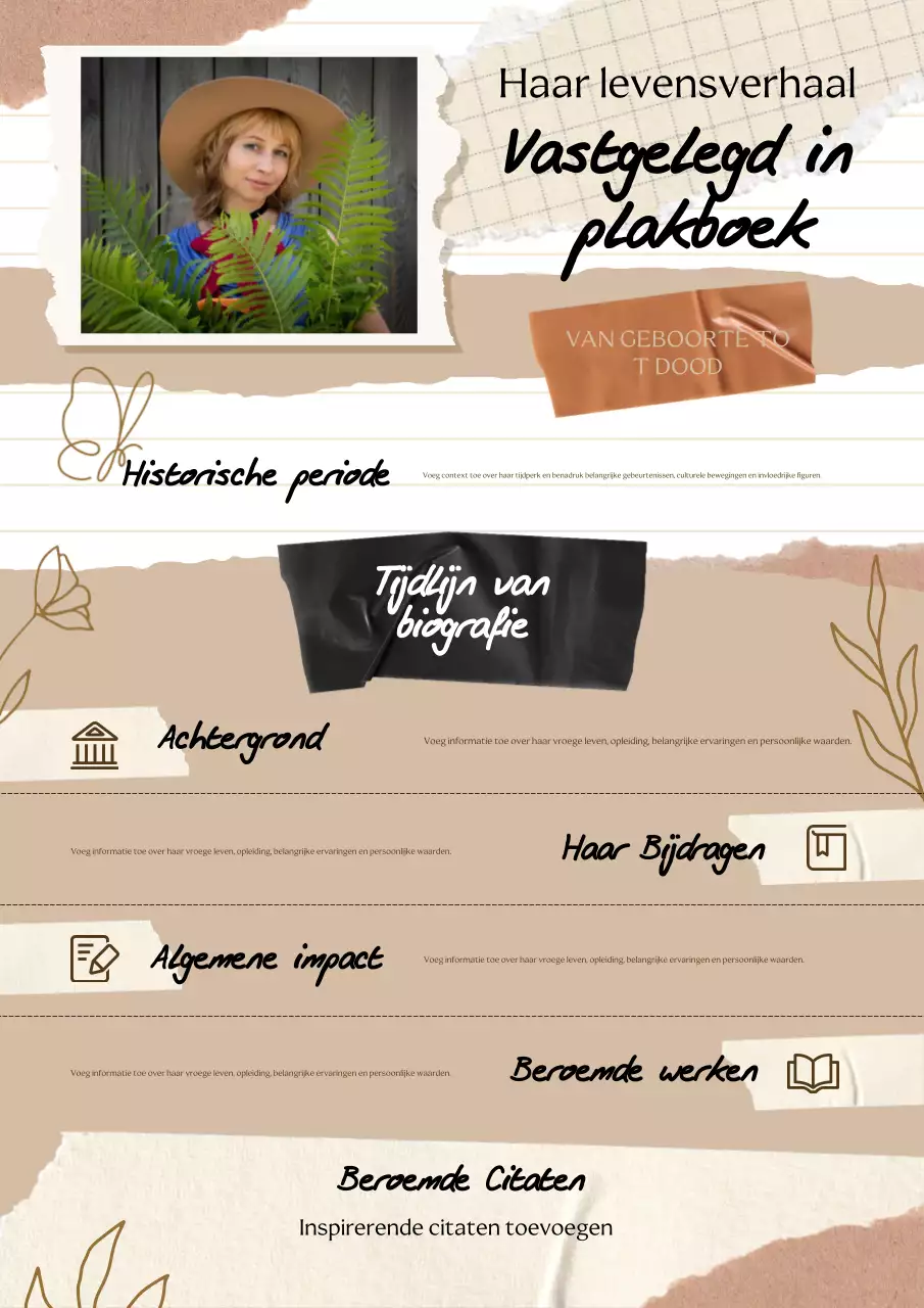 beige elegante biografieplanner
