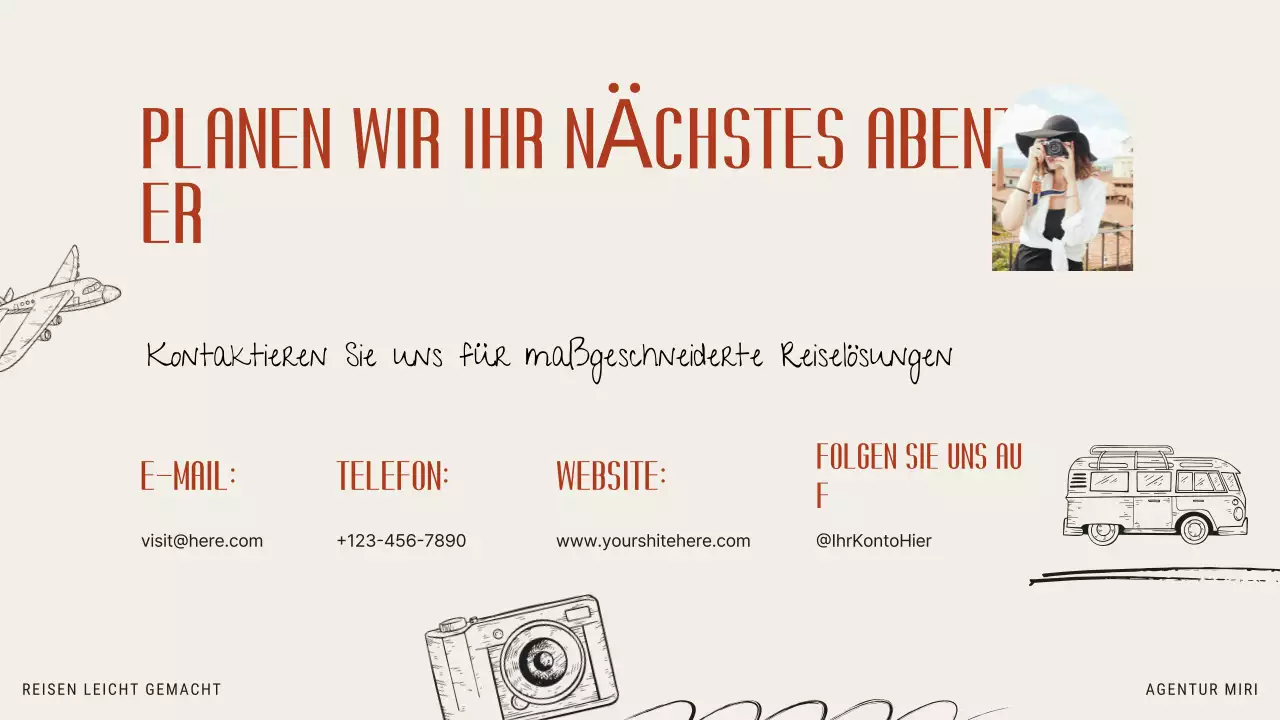 Beige Orange Modern Illustrative Reisebüro Förderung