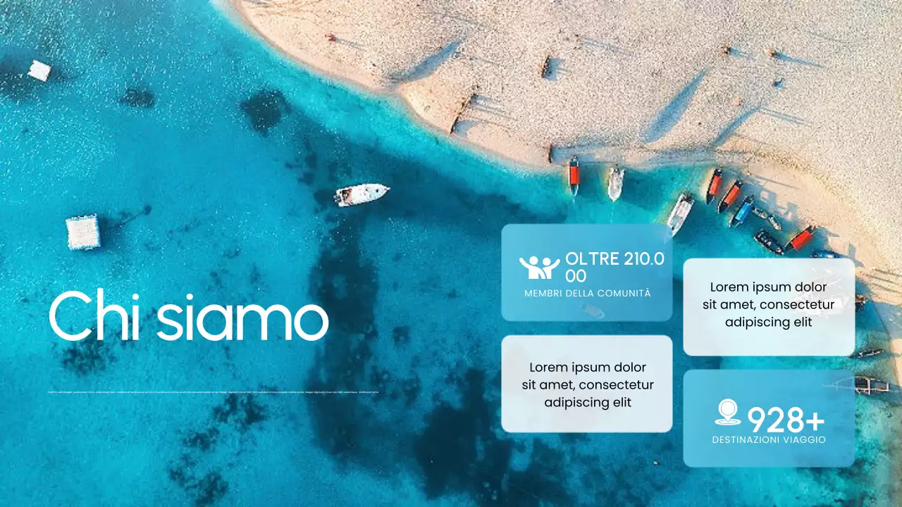 Presentazione della promozione dell'agenzia di viaggi blu e bianca