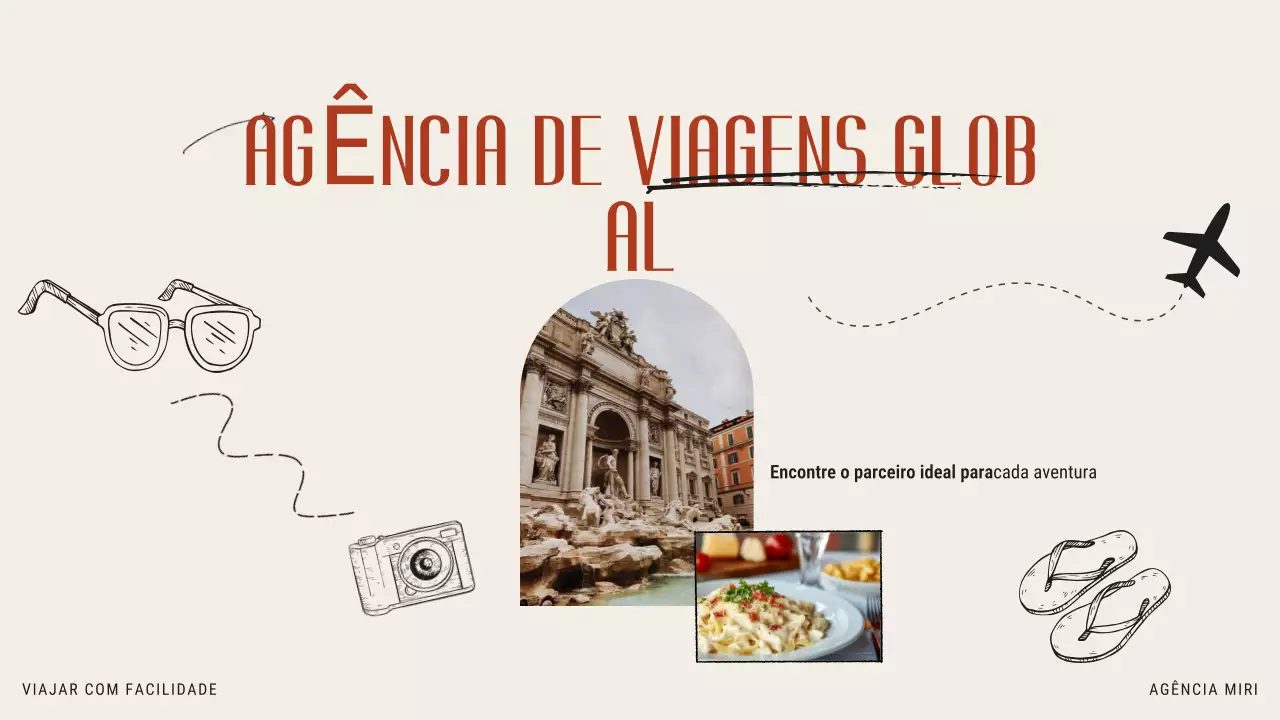Bege Laranja Moderno Ilustrativo Promoção de agência de viagens