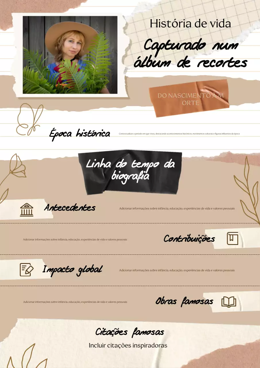 agenda biográfica bege elegante