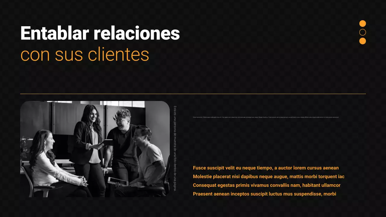 Presentación de ventas en negro y naranja