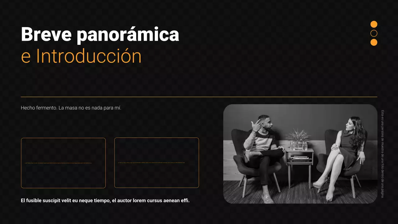 Presentación de ventas en negro y naranja