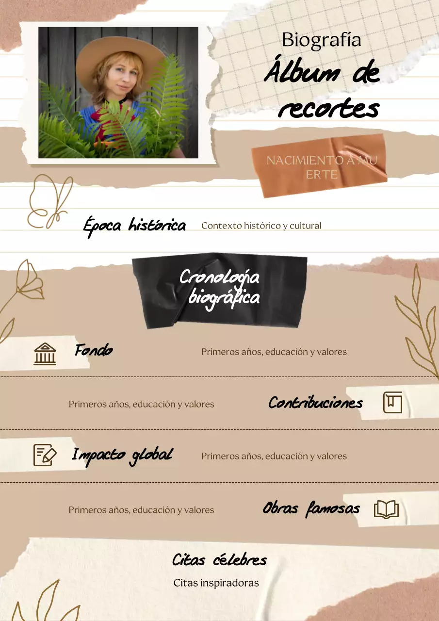 planificador biográfico elegante beige