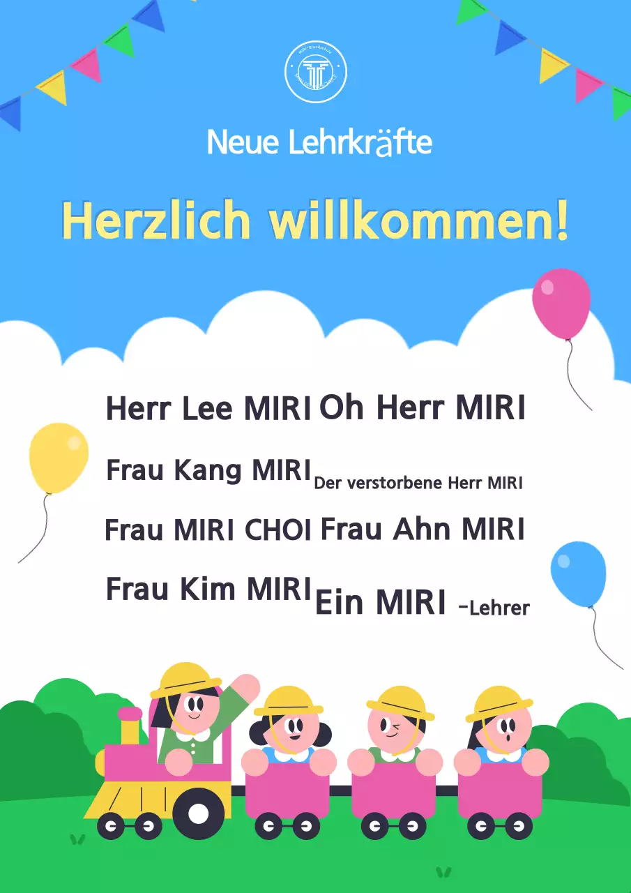 Teacher welcome in hellblau