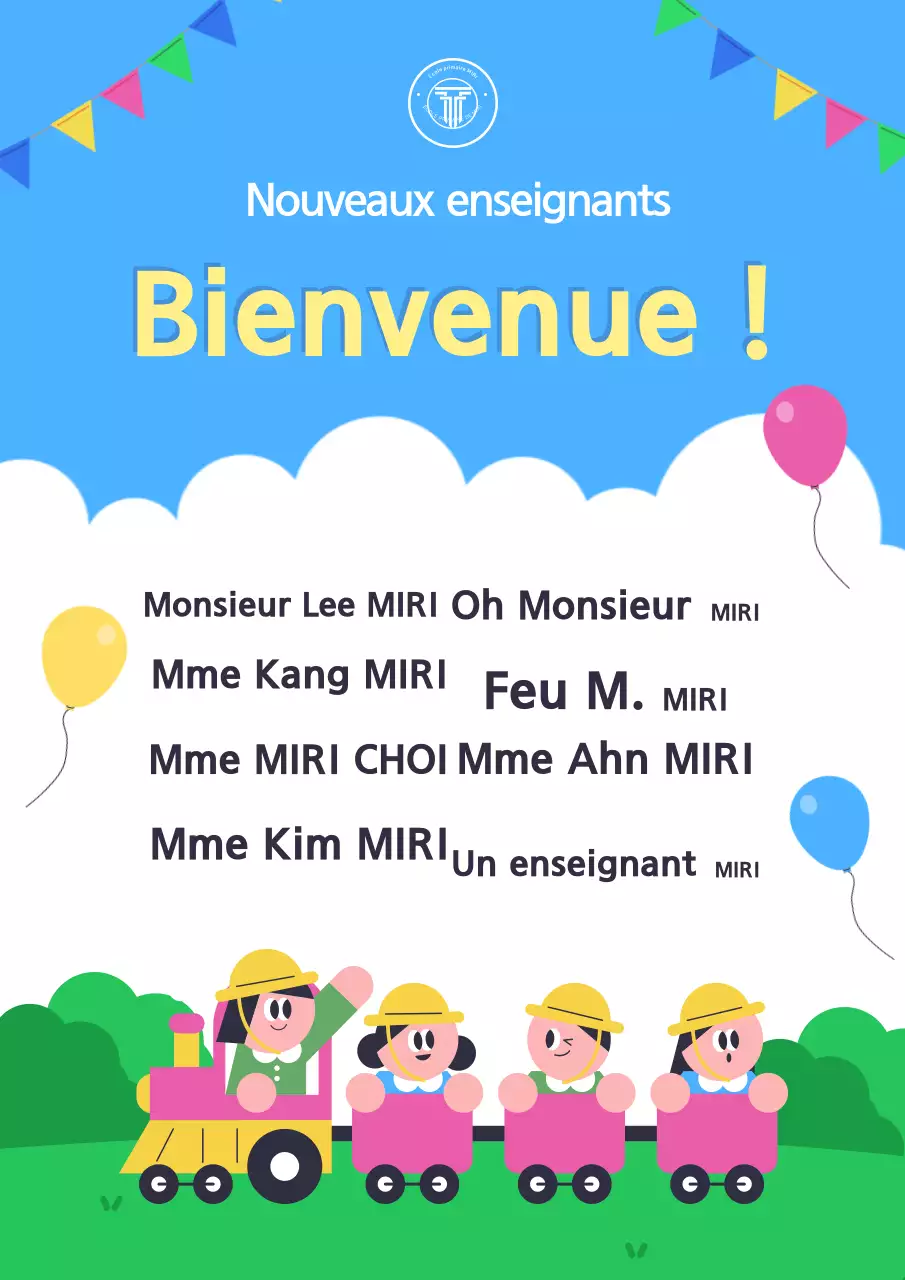 Bienvenue à l'enseignant en bleu clair