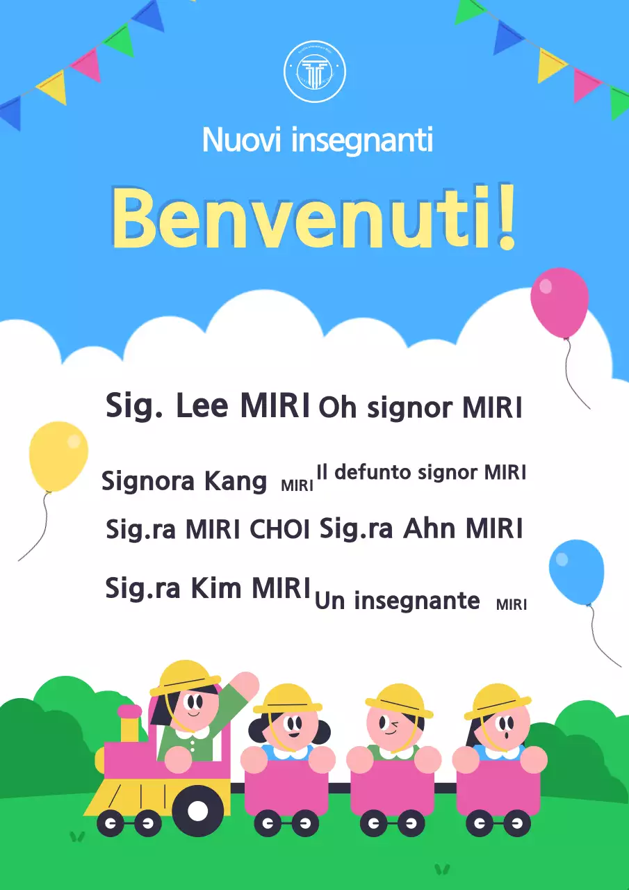 Insegnante benvenuto in azzurro