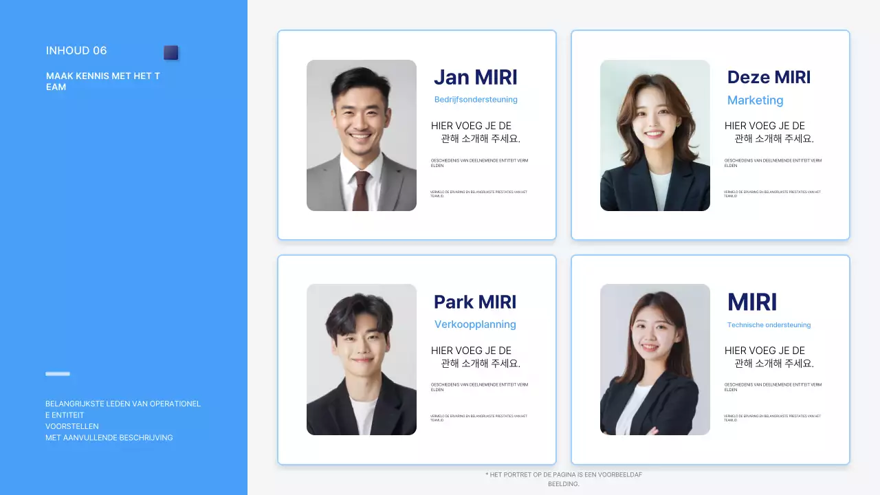 Blauw schoon voorstel beschrijving