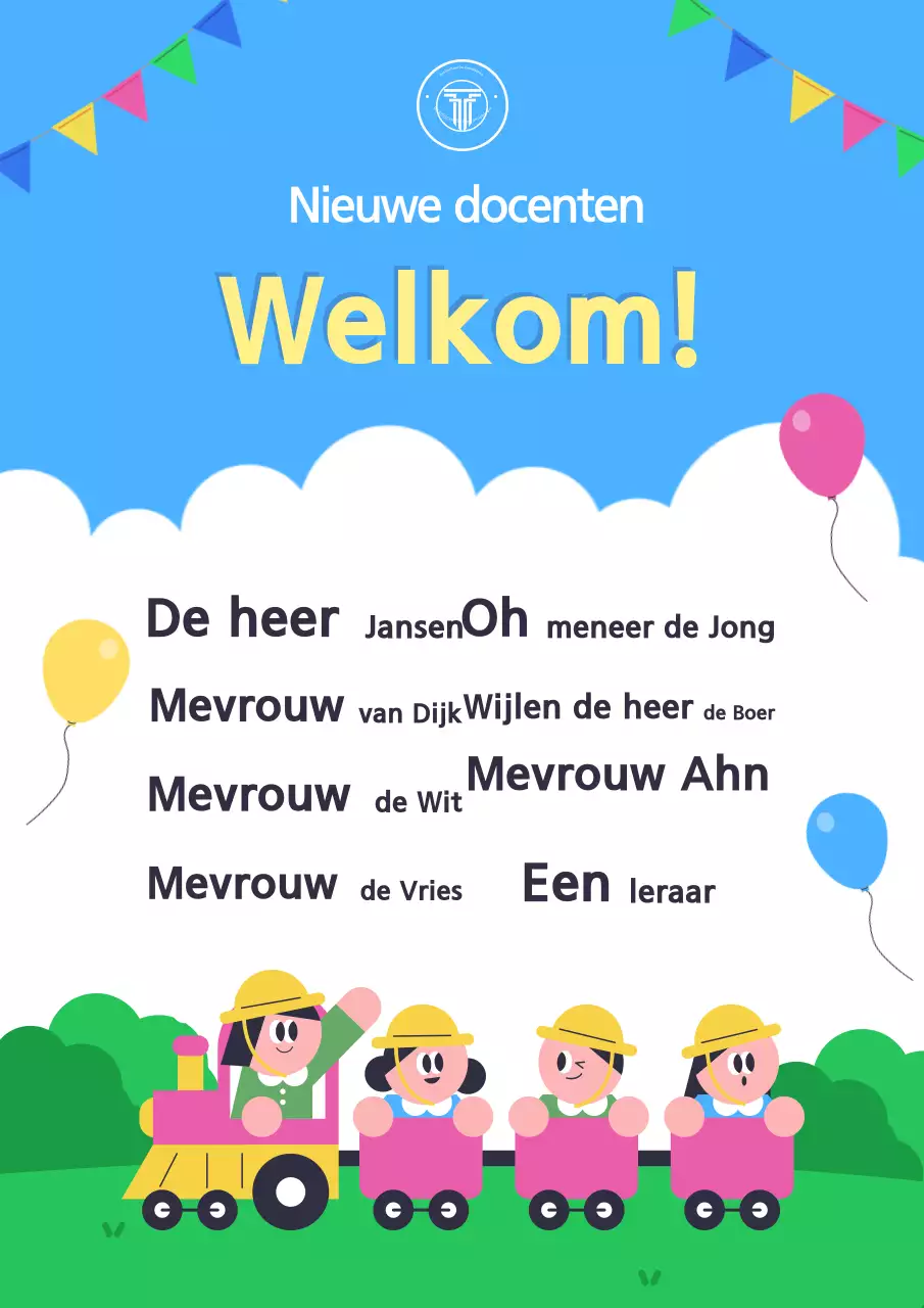 Onthaal voor leerkrachten in lichtblauw