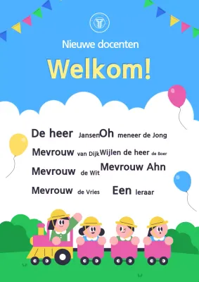 Onthaal voor leerkrachten in lichtblauw