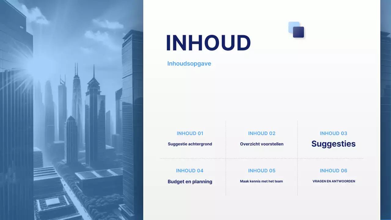 Blauw schoon voorstel beschrijving