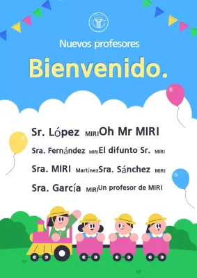 Bienvenida al profesor en azul claro