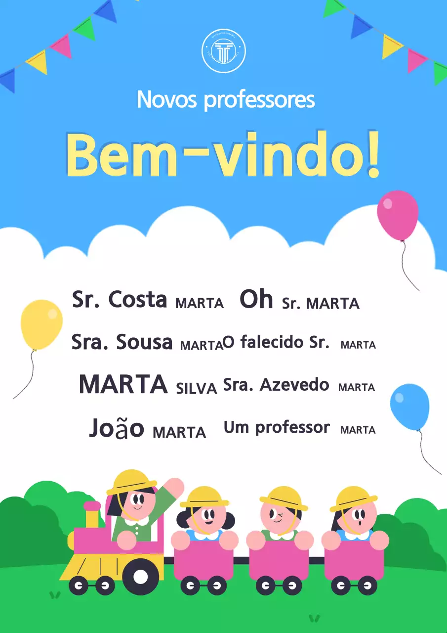 Boas-vindas ao professor em azul claro