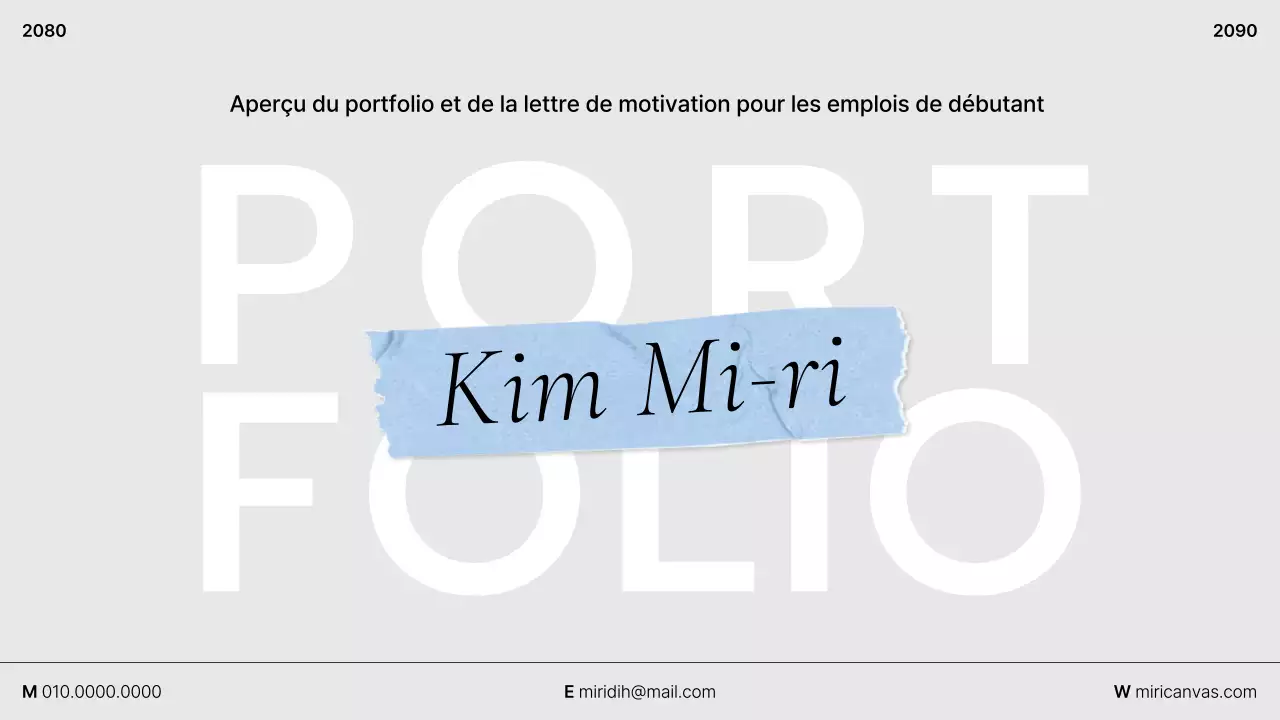 Lettre de présentation d'un portfolio gris et propre