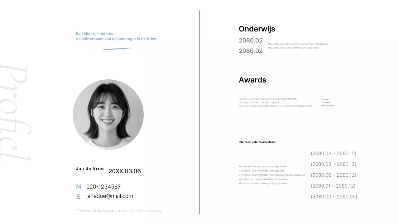 Grijze schone portfolio sollicitatiebrief