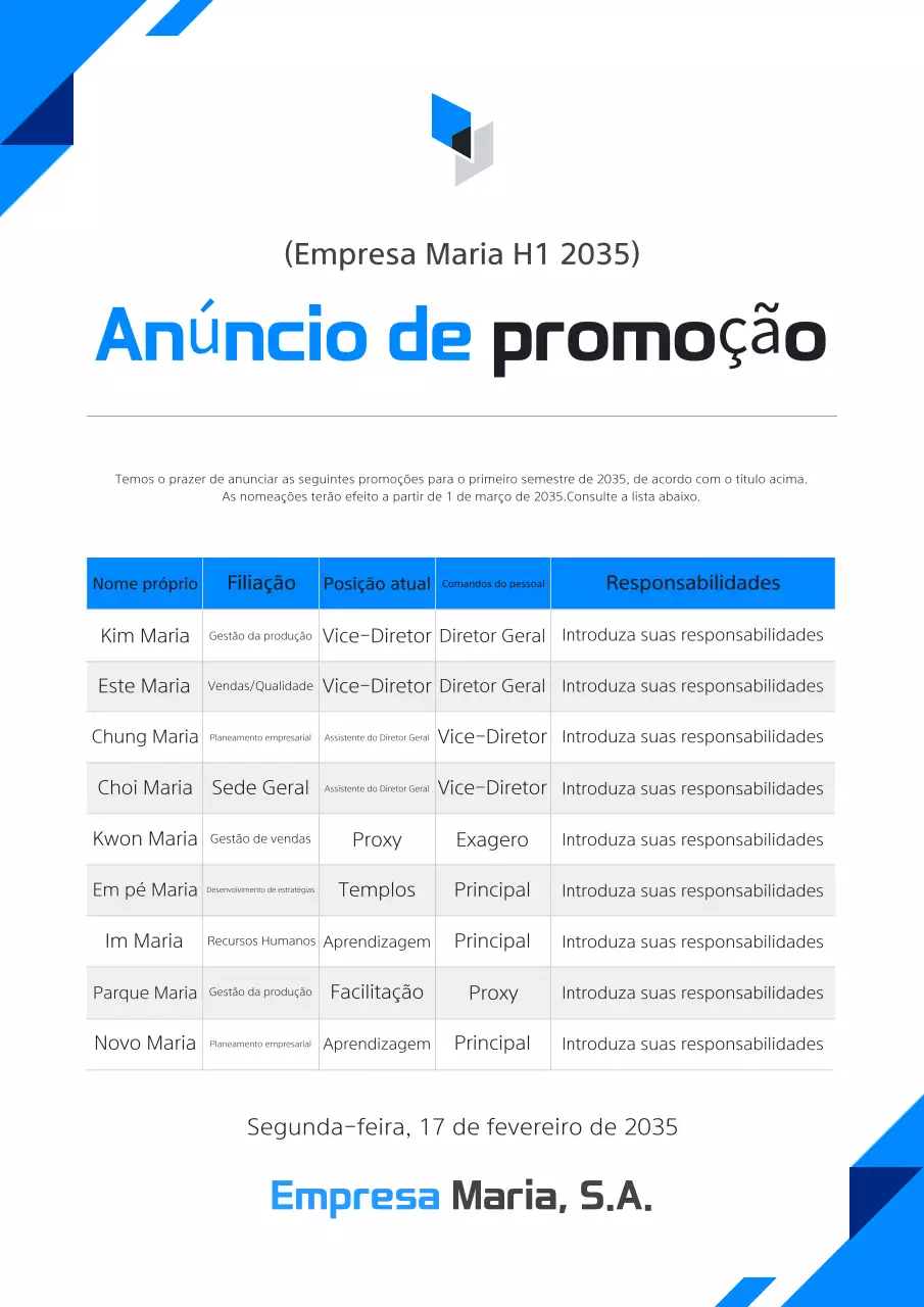 Anúncio de felicitações moderno azul