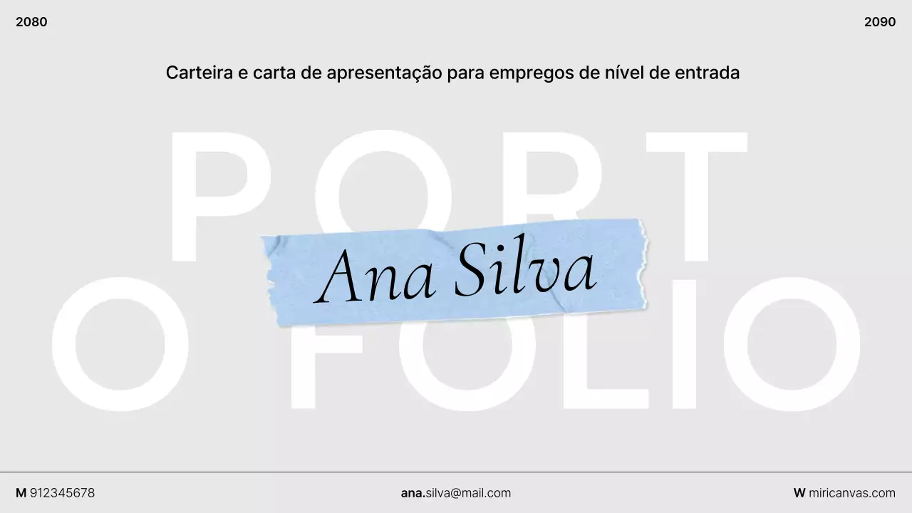 Carta de apresentação de um portefólio cinzento e limpo
