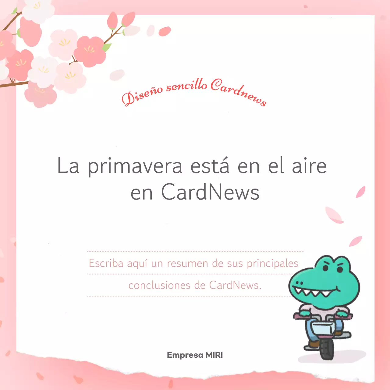 Postal primaveral rosa sencilla