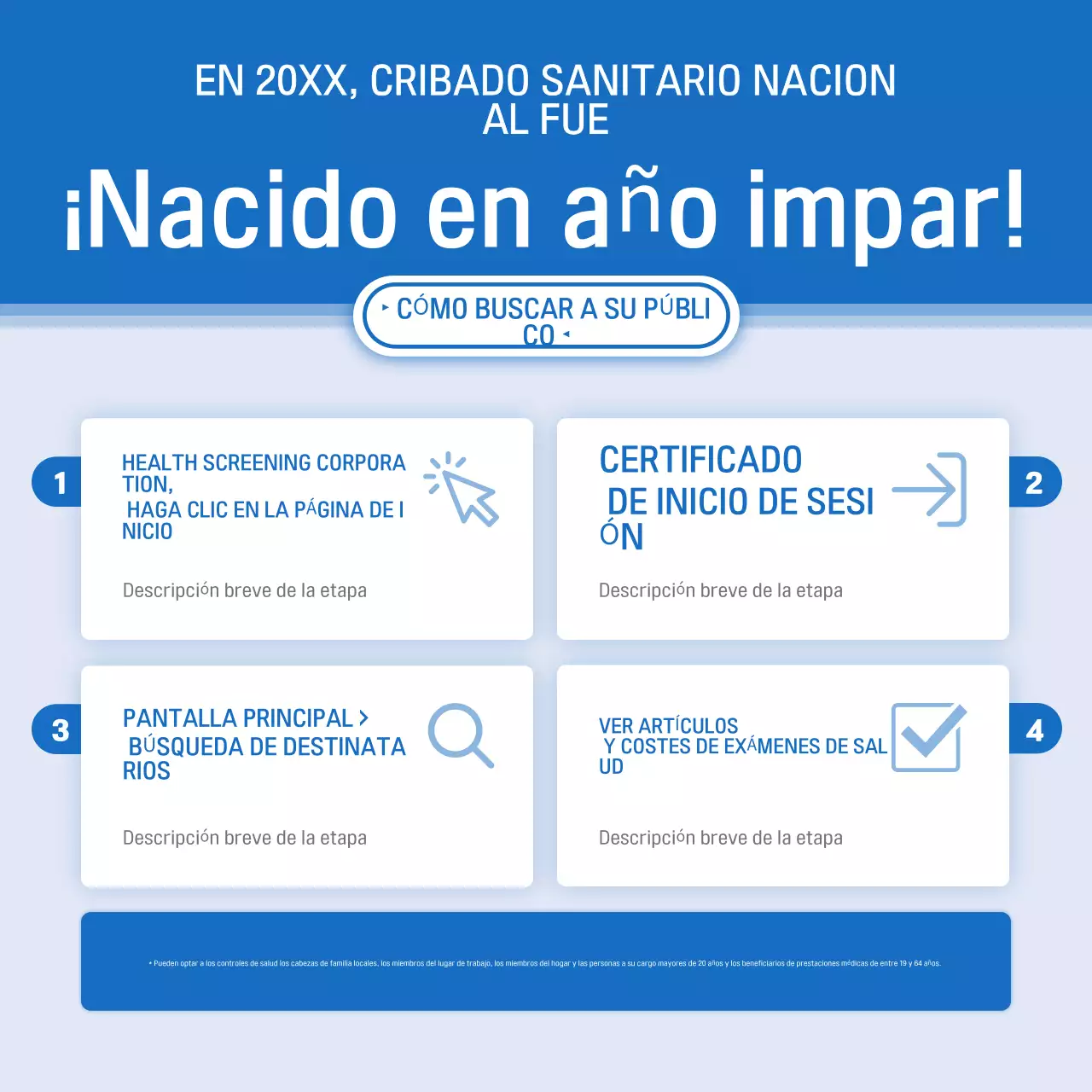 Promoción de la campaña "Chequeo moderno azul