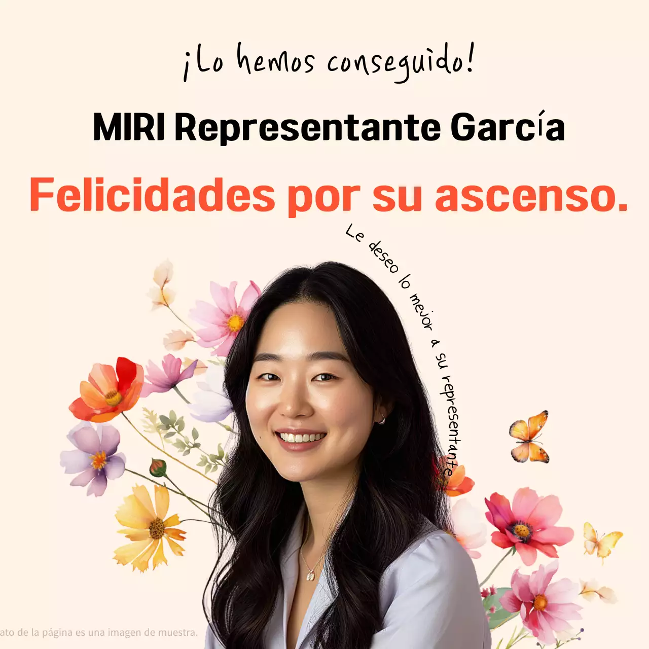 Sencilla ventana emergente de felicitación por la promoción en naranja y negro