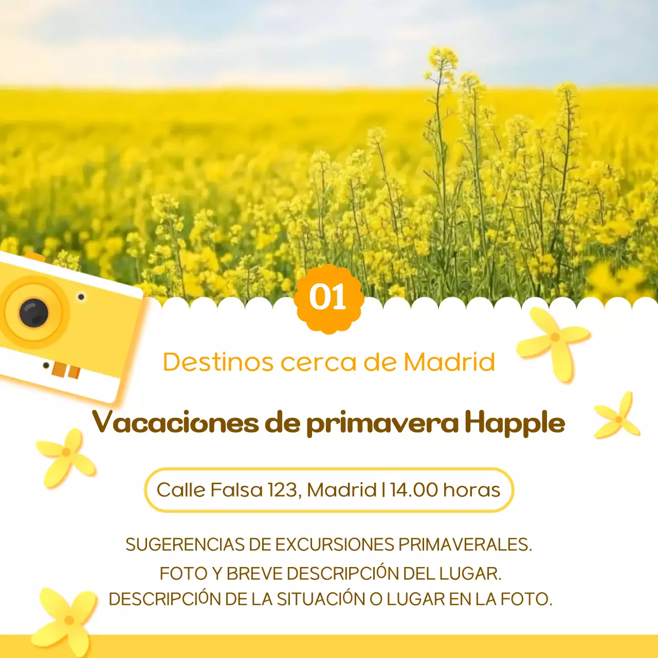 Promueva una salida amarilla de primavera