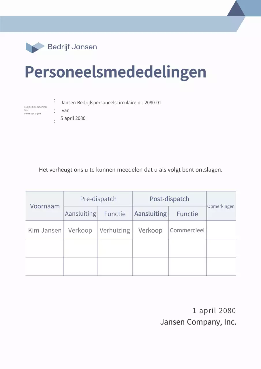 Grijs schoon personeelsbericht