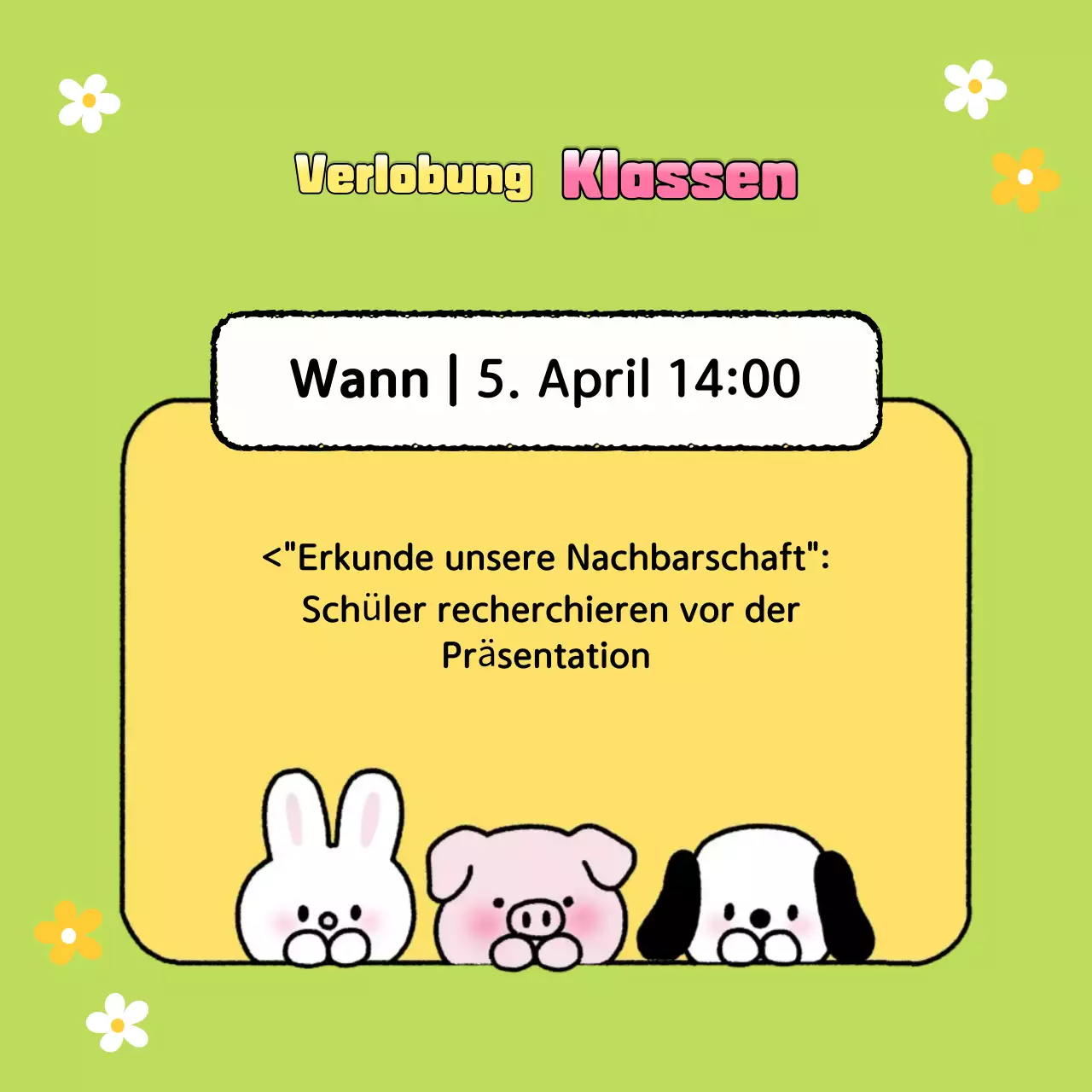 Ankündigungen zum Jahresende im Klassenzimmer