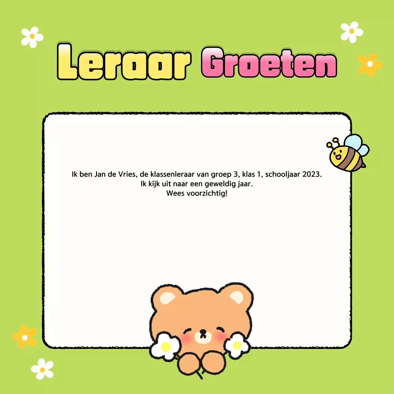 Aankondigingen einde jaar in de klas